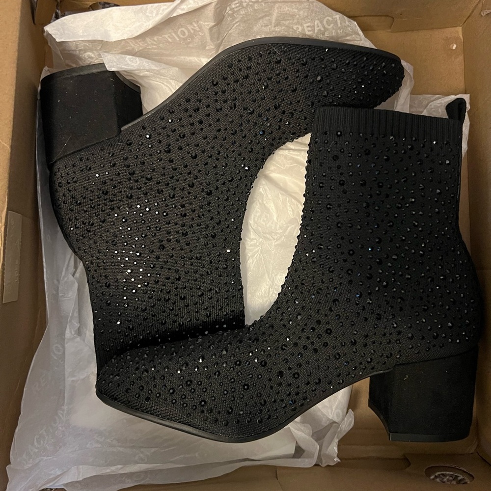 Black Ankle Boots with Rhinestone Detailing Kenneth Cole